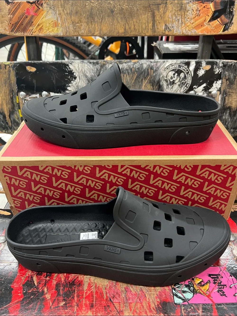 Vans Men's Black Slip-On Clog Sandals